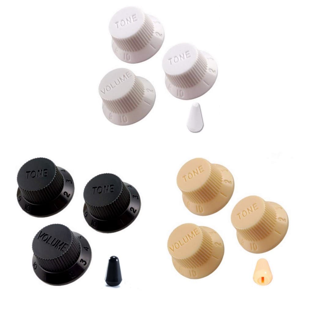 Knob Para Guitarra Strato - Kit Com 3 Peças: 1 Volume 2 Tone + Ponteira