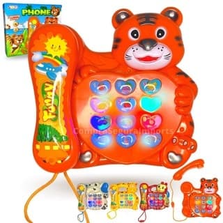 Brinquedo Infantil Telefone Piano Musical de Girafa Tigre, Abelha e Elefante Para Bebê Menino Menina