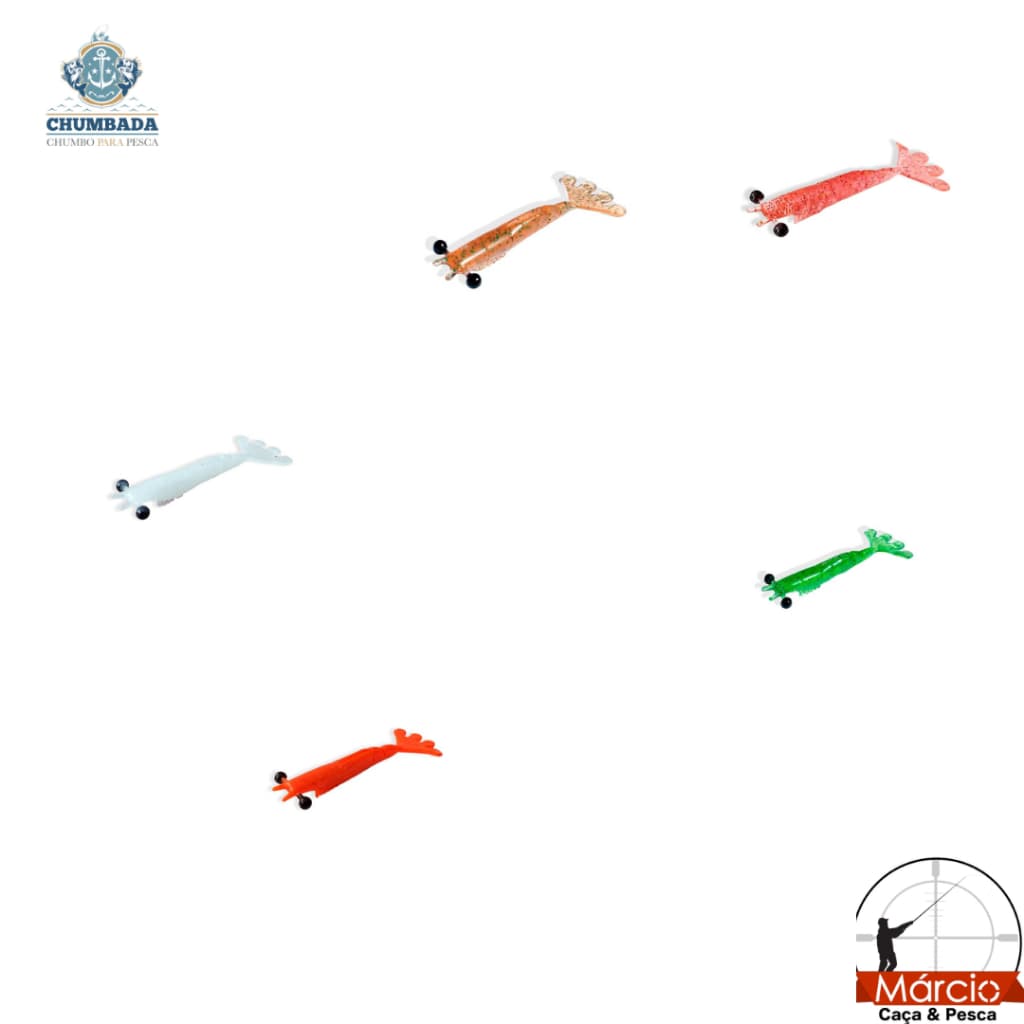 Isca Artificial Camarão Jig Head Maciço 7 cm Chumbada Oficial