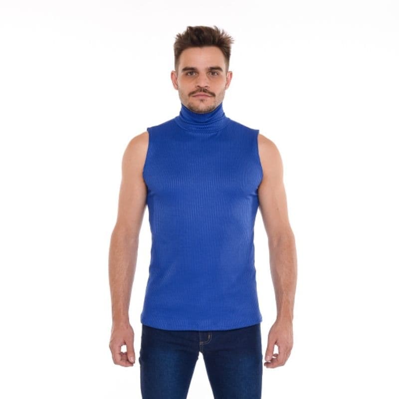 Regata Gola  Masculina Canelada Camiseta TShirt Blusa Canelada Regata Gola Alta