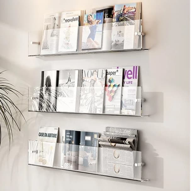 Prateleira acrílica para armazenamento de revistas - unt