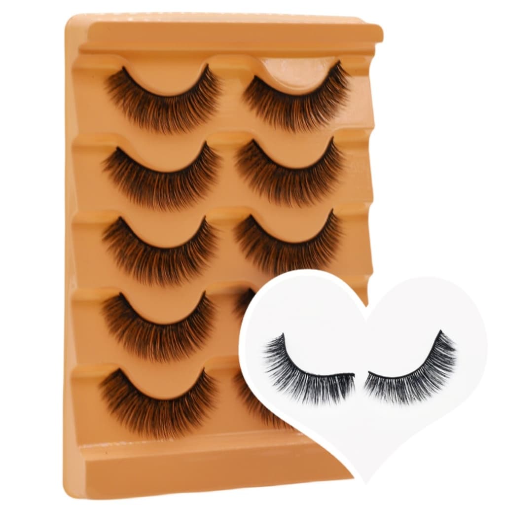 Cílios postiços longos naturais, grossos e finos, adequados para maquiagem nude, europeia e americana 8mm-12mm pacote com 5 pares