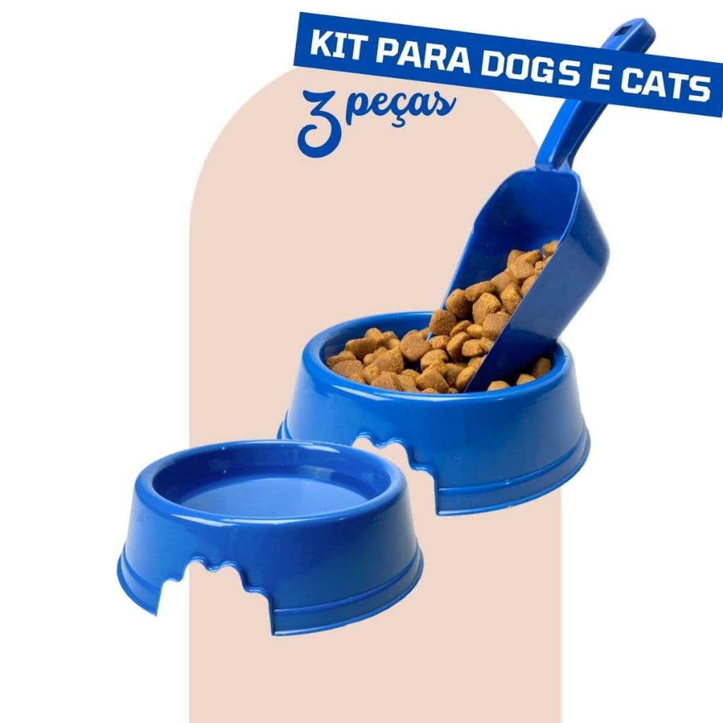 Comedouro Cachorro Gato Pequeno Médio Porte 250ml Kit 2 Tigela Ração e Água