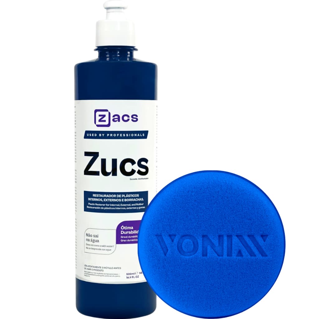 Zucs Restaurador de Plástico Interno Externo e Borrachas Zacs + Aplicador de Espuma Vonixx