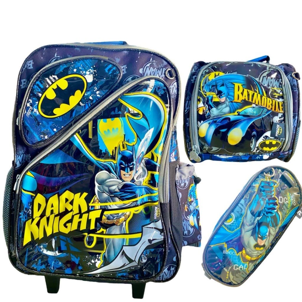 Kit Mochila Escolar infantil com rodinhas + lancheira térmica + estojo BATMAN 2024 - CHENSON