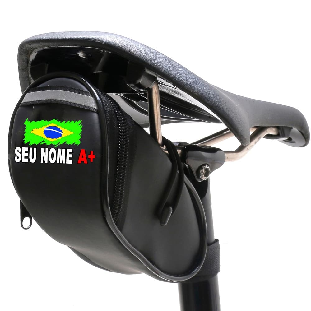 Bolsa de Selim Ciclismo MTB Speed Personalizado Bandeira Seu Nome Tipo Sanguíneo