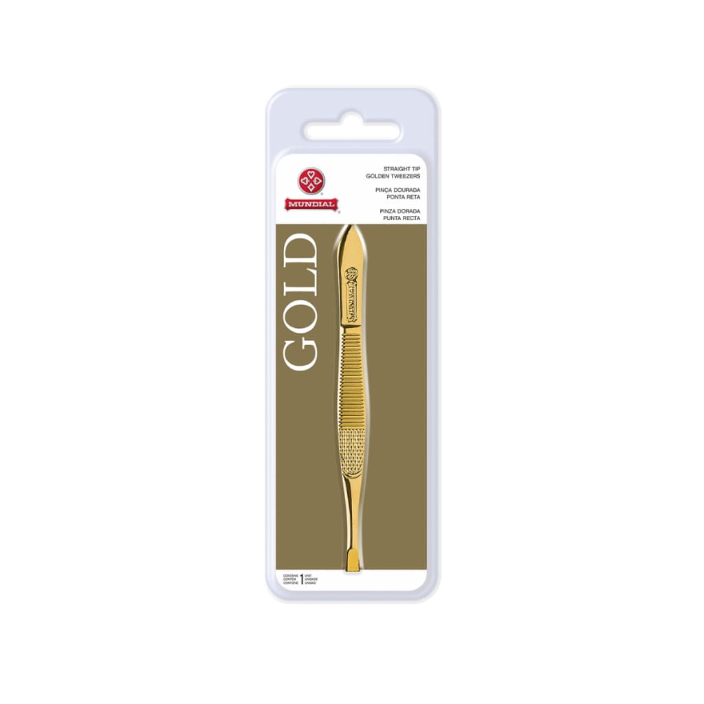 Pinça Gold Ponta Reta Mundial Dourada