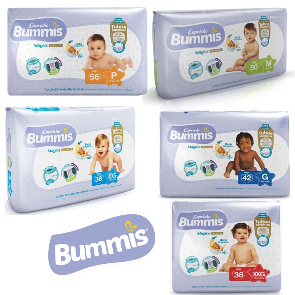 Fralda Capricho Bummis Mega Pacote – Todos os Tamanhos P, M, G, XG, XXG – Conforto e Alta Absorção