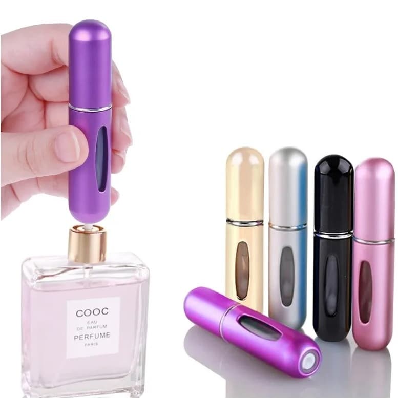 Mini Frasco Prata Porta Perfume Spray Recarregável Para Viagem 5ml