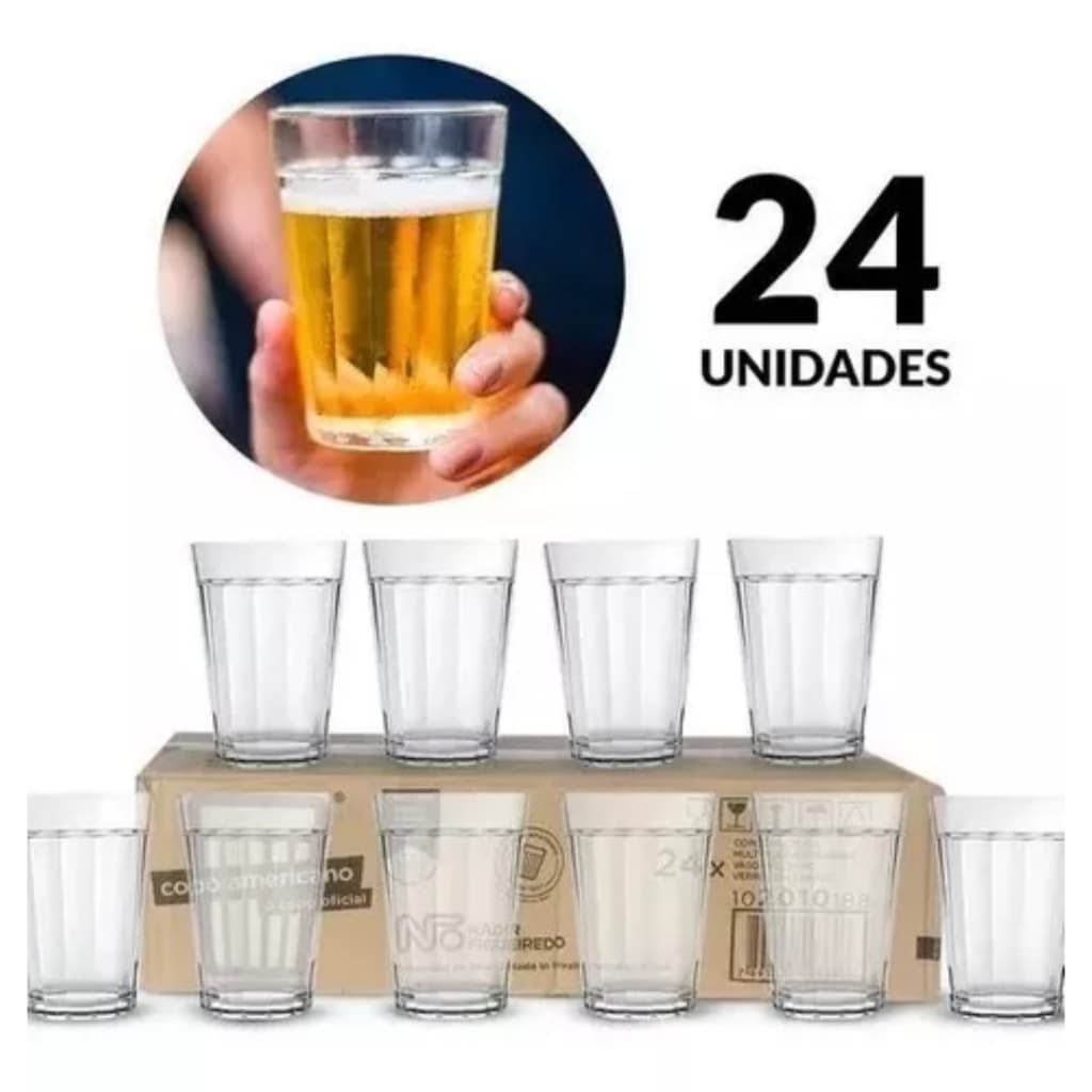 Copo Americano Nadir Caixa Com 24 Unidades 190ml cerveja boteco bar Lagoinha
