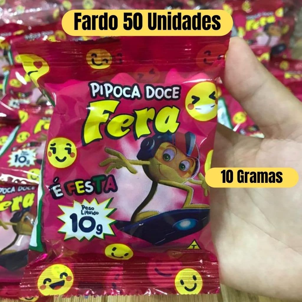 Pipoca doce Fera Ferinha com 50 unidades de 10 gramas