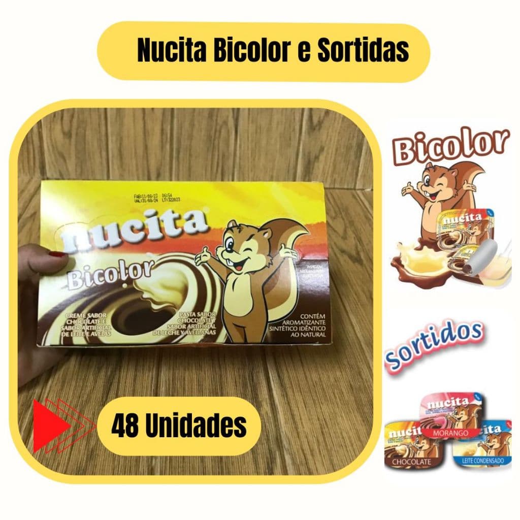 Nucita Bicolor e Sortidas 10 gramas caixa c/ 48 unidades - Creme de Avelã