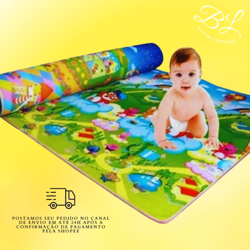 Tapete Tatame Atividade Térmico e Emborrachado Infantil Bebê - Nipo - 1.2x1.8m