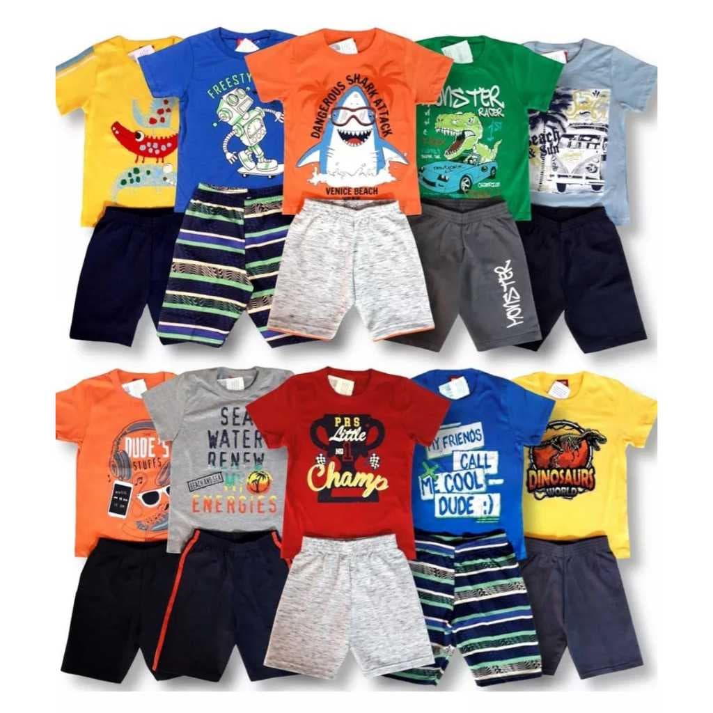 Roupa Infantil Menino Kit 6 Peças Verão 1 ao 10 Conjunto Masculino Criança Pronta Entrega