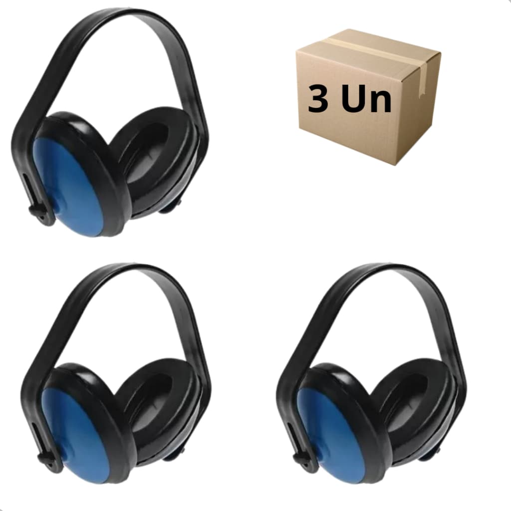 Kit 3 Unidades Protetor Auricular Tipo Concha Abafador Ruído  Auditivo com almofadadas 15dB