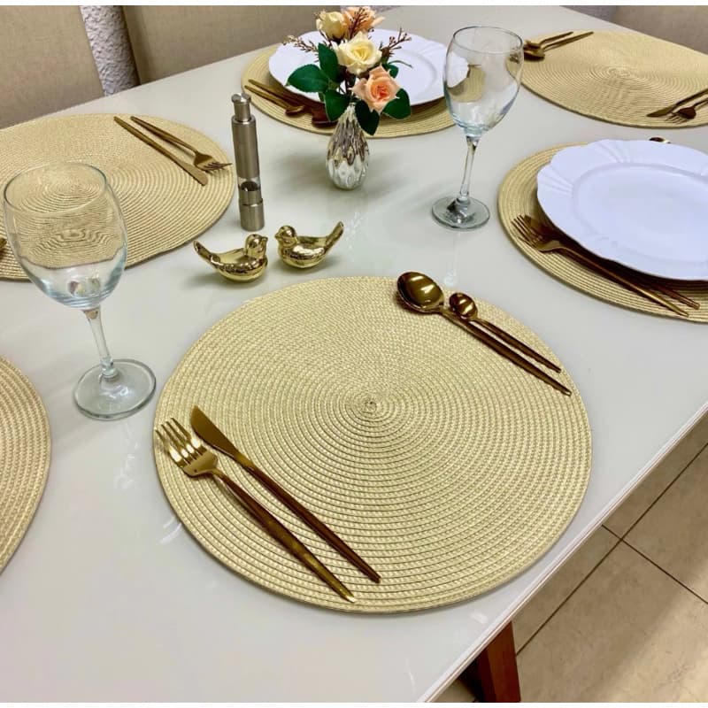 Jogo americano redondo sousplat 4 lugares 38 cm jantar mesa posta luxo elegante