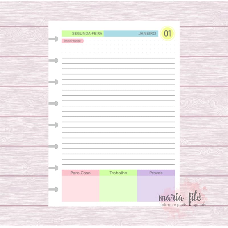 Refil de Agenda Escolar 2024 - Ideal para caderno de discos, sistema inteligente