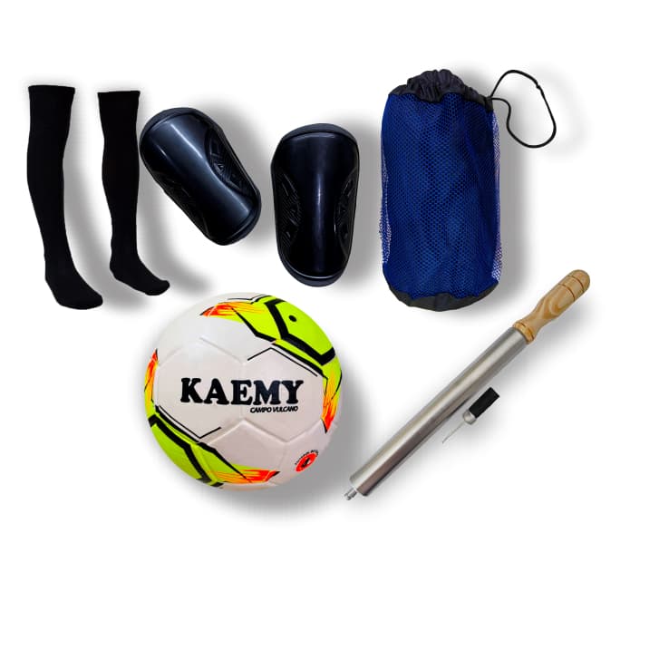 Kit Futebol Juvenil com Bola, Meião, Caneleira, Bomba e Sacola