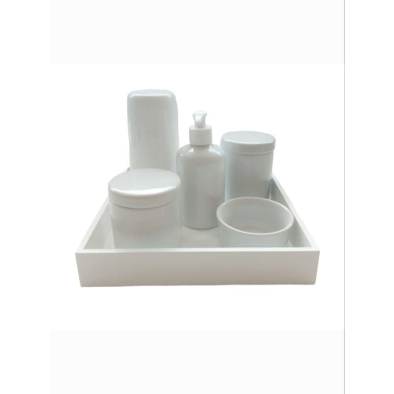 kit Higiene Bebê Porcelana Completo Menina Menino Saboneteira Líquida, Garrafa Termica, Potes,Molhadeira.
