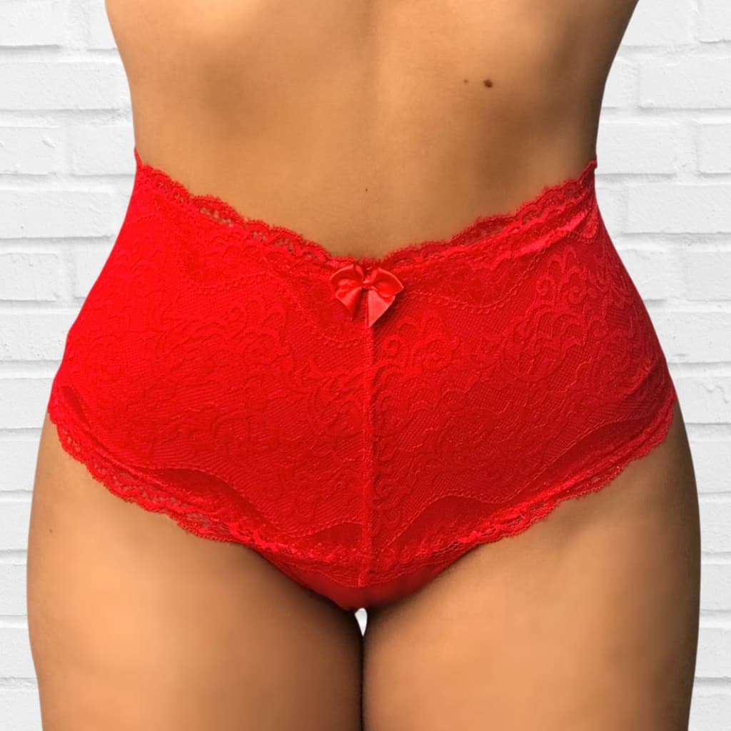 CALCINHA CINTURA ALTA COM RENDA TRADICIONAL CONFORTAVEL KIT COM 3