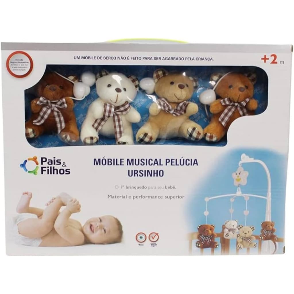 Móbile Musical e Giratório de Berço Ursinho Pelúcia - Pais & Filhos