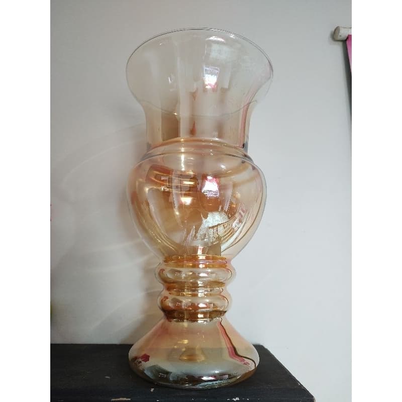 Vaso Natália Grande de vidro âmbar luxo 45cm