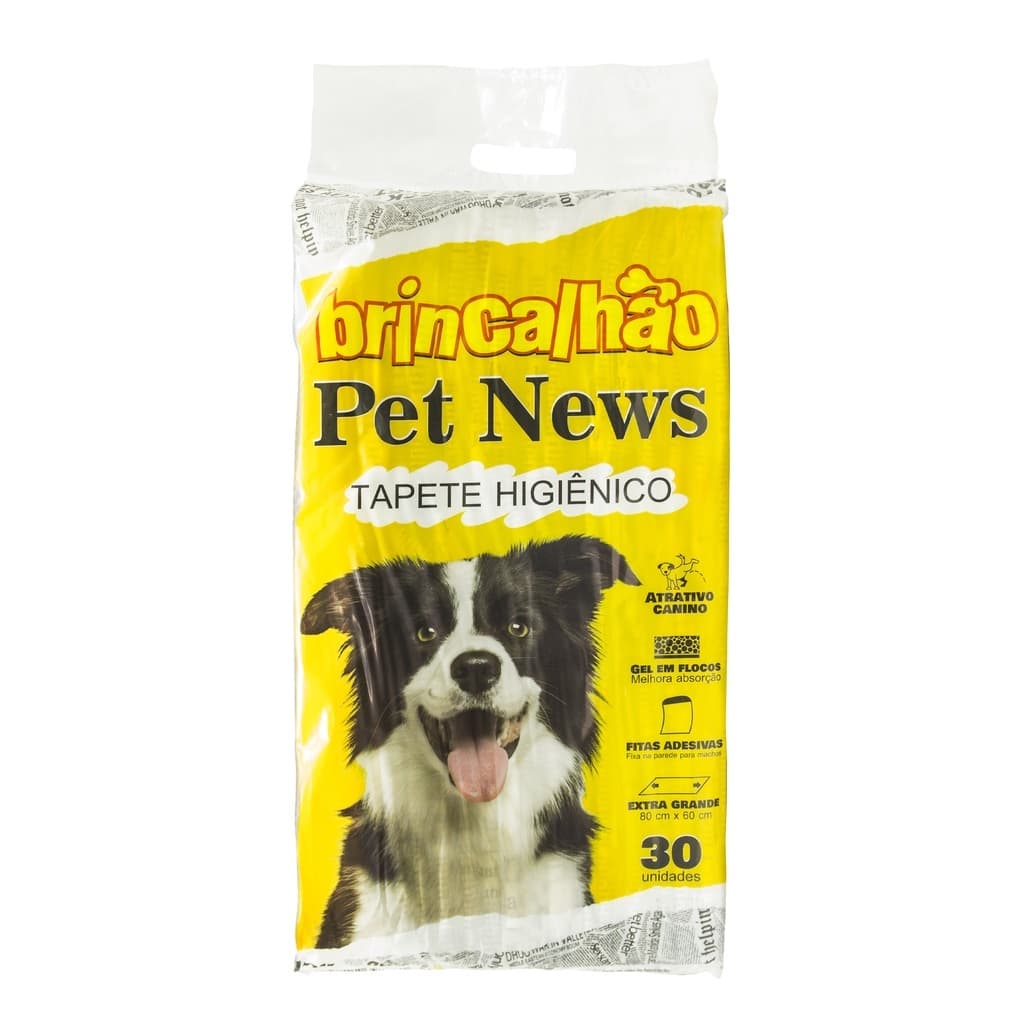 Tapete Higiênico Grande para Cães Pet News 80x60cm 30un Brincalhão