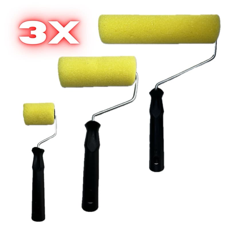 Kit Rolo Para Pintura 5 9 e 15 cm Espuma Verniz Esmalte Sintético