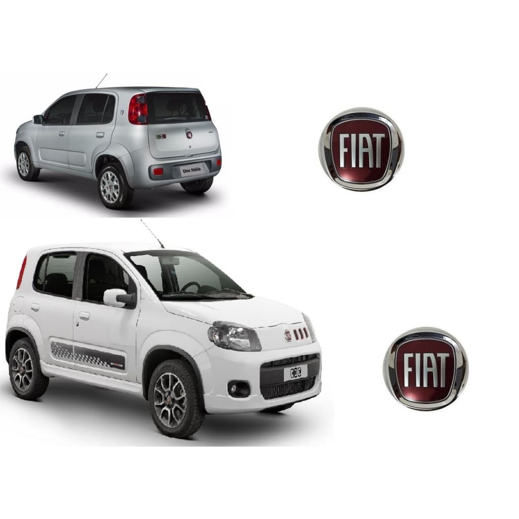 Kit Fiat Emblema Grade Emblema Porta Mala Uno Vivace Way 2010 2011 2012 2013 2014 2015 2016 (5190 PAR)