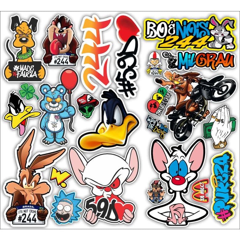 Cartela de adesivos Bike Carro Moto montadinha Capacete caminhão grau impreshow M11