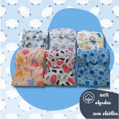 Lençol de Berço Bebe Malha Estampada com Elástico Padrão Americano100% Algodão