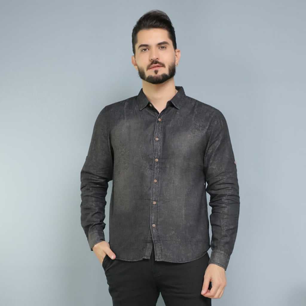 CAMISA SOCIAL MASCULINO,JEANS ,MANGA LONGA
