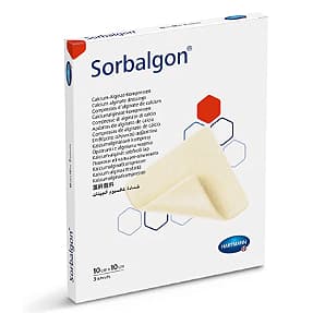 Curativo Alginato de Cálcio Sorbalgon Hartmann 10x10cm Alta Absorção Feridas