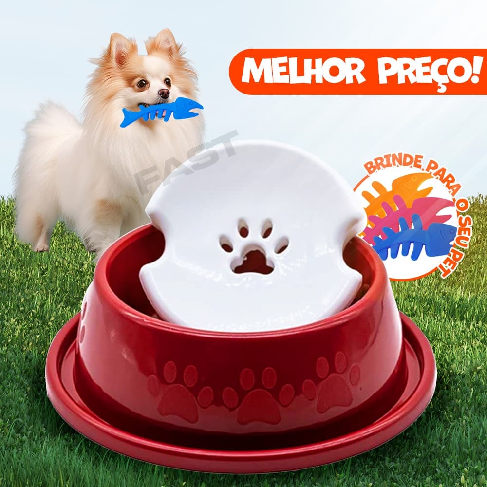 Bebedouro Pelos Longos 800ml Prato de Água para Cachorro Cães e Gatos Com Suporte