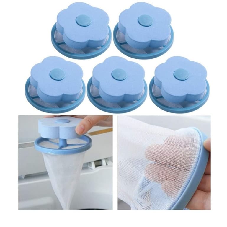 Filtro Coletor Pega Pelos Fiapo Papa Bolinha Lavadora Kit com 5 Lavanderia