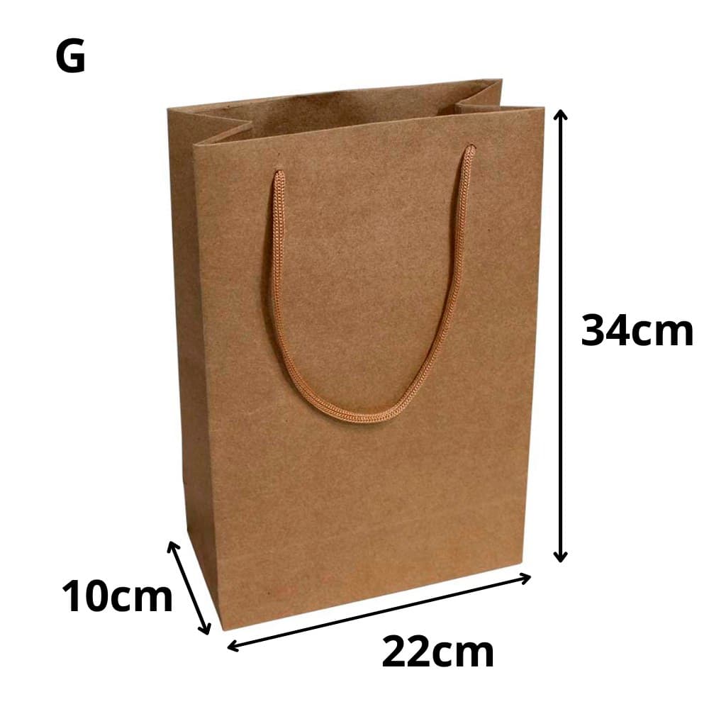 Sacolas Kraft 34x22x10cm Bolsa Papel 110 Gramas Presentes Delivery Comércio 10 a 50 Unidades