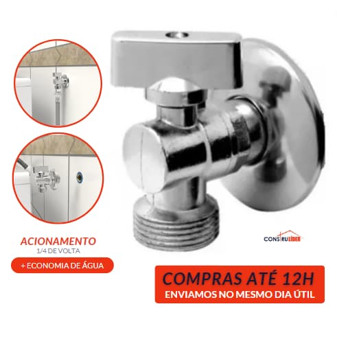 Registro Válvula Esfera Torneira Metal Alavanca Máquina Lavar Roupa/Louça 1/2