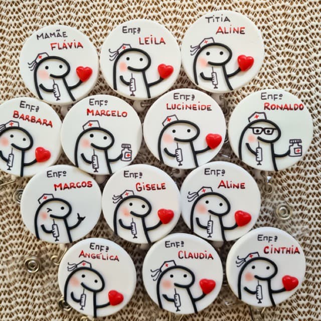 Porta-crachá Retrátil Flork Bentô Biscuit Enfermagem Nome Personalizados