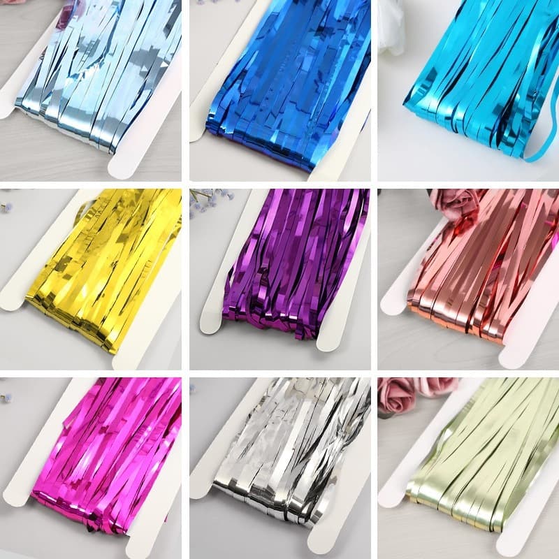 Cortina Metalizada, Furta-Cor Transparente para Festa, 1m*2m Painel Decoração, Fita Metalizada