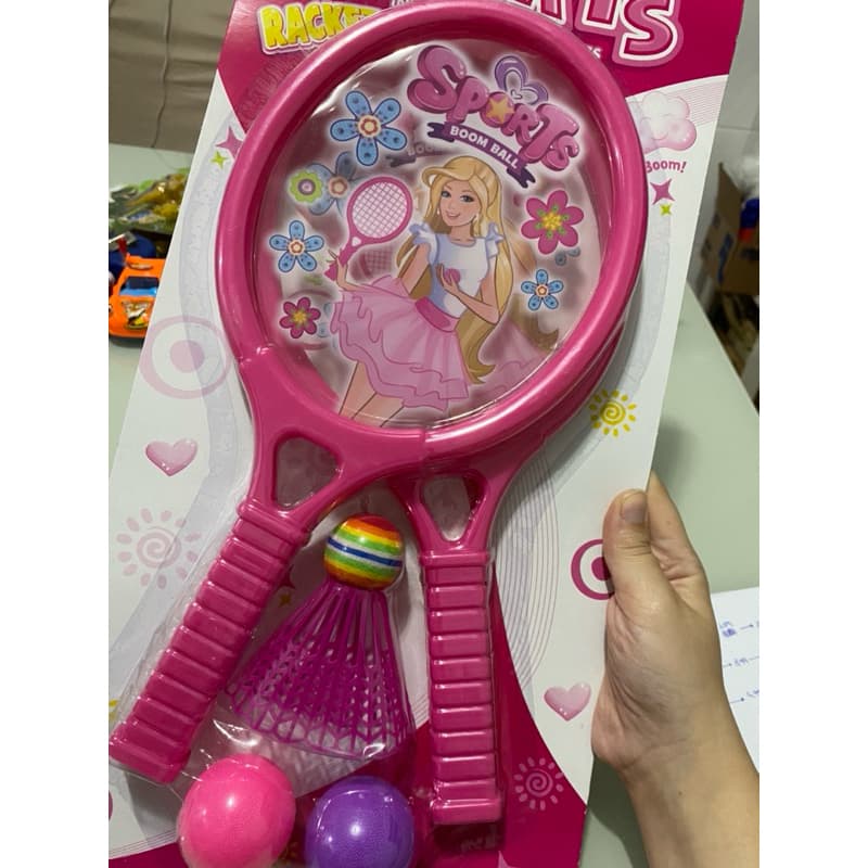 Kit Raquete Infantil Esportiva com Bolinhas e Peteca – Brinquedo Divertido Rosa para Crianças