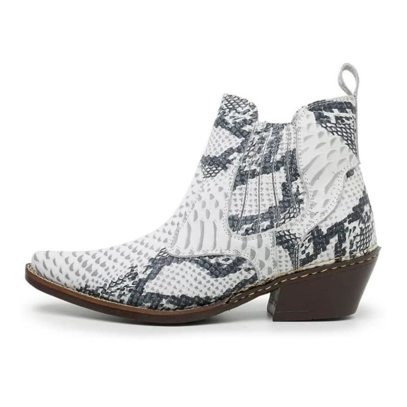 Bota Country  Masculina Texana Macia Botina Escamada Anaconda de Couro Legitimo Bico Fino