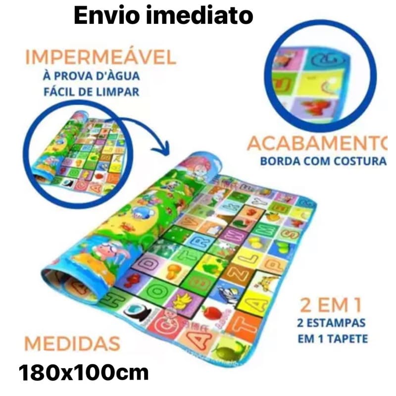 Tapete Dupla Face Térmico Infantil Impermeável Educativo 1,80 x 1,00 Com Bolsa (escolha estampa)
