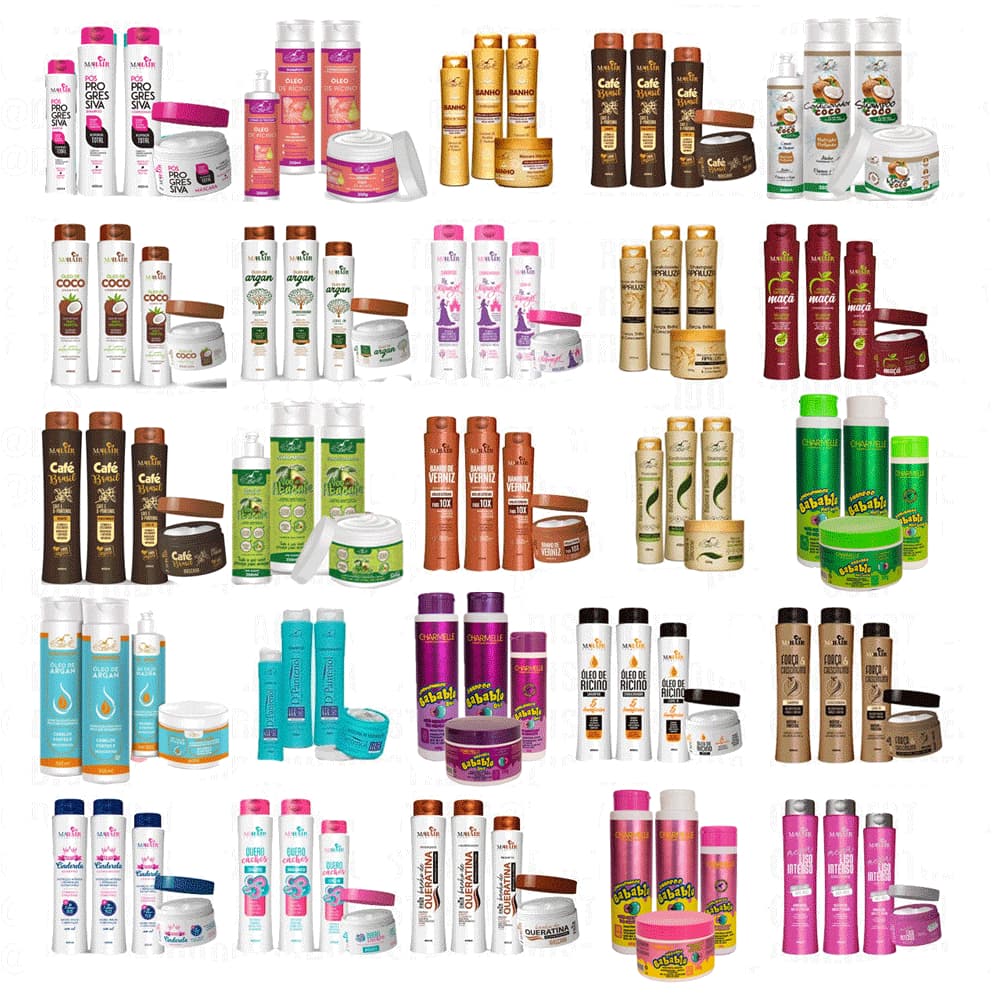 Kit Capilar 24 Produtos (6 Kits) Shampoo + Condicionador + Máscara + Creme de Pentear