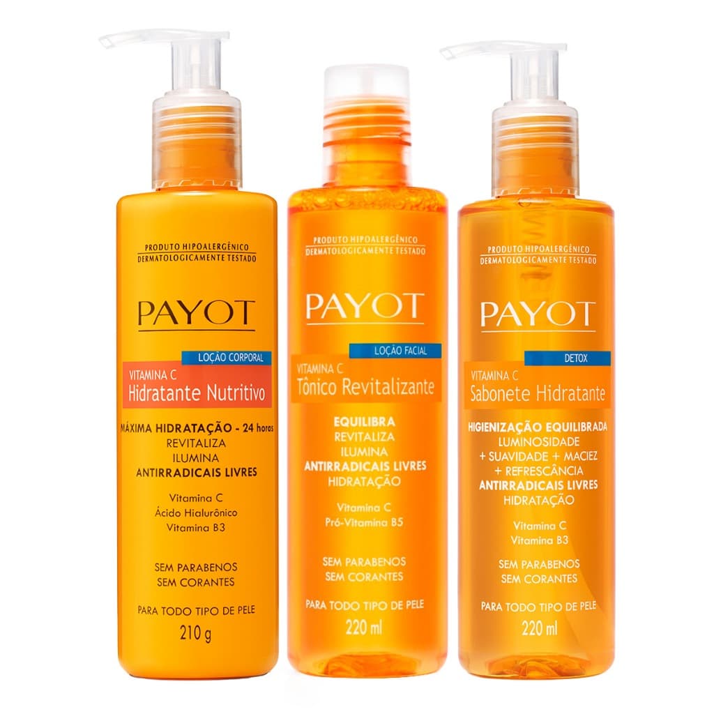 Kit Limpeza, Tonificação e Hidratação Vitamina C Payot
