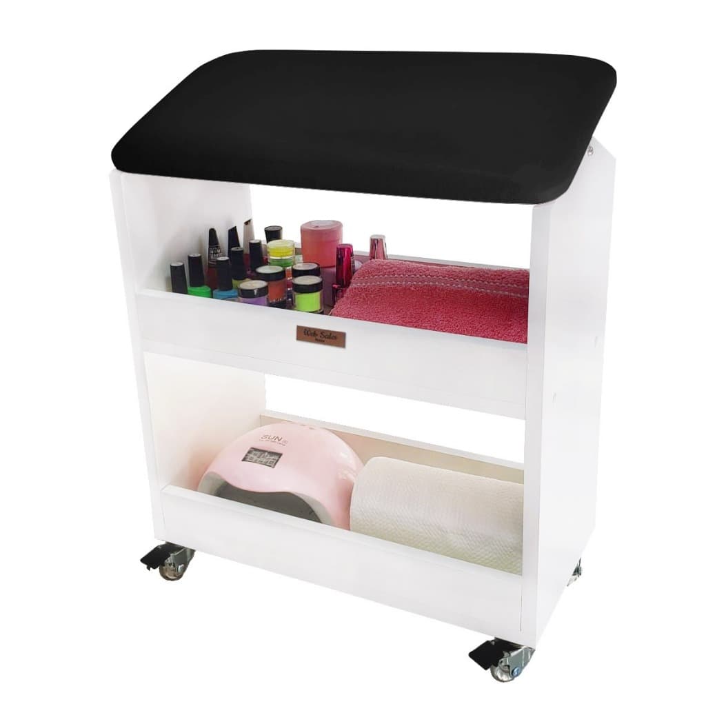 Carrinho c/prateleiras Suporte De Pé Perna Manicure Pedicure Ergonômico