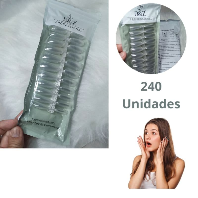 240 Unha Postiça Bailarina Realista D&Z Original Lançamento Gel Acrigel Alongamento Unhas Gel
