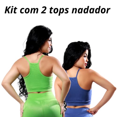 Kit Com 2 Tops Nadador Fitness Feminino Liso Forrado Com A Opção De Colocar Bojo Na Parte Interna Toper Para Musculação Dia Dia