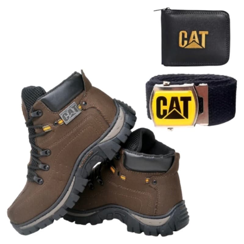 Bota Masculina Original Casual Adventure Costurado + Cinto e Carteira