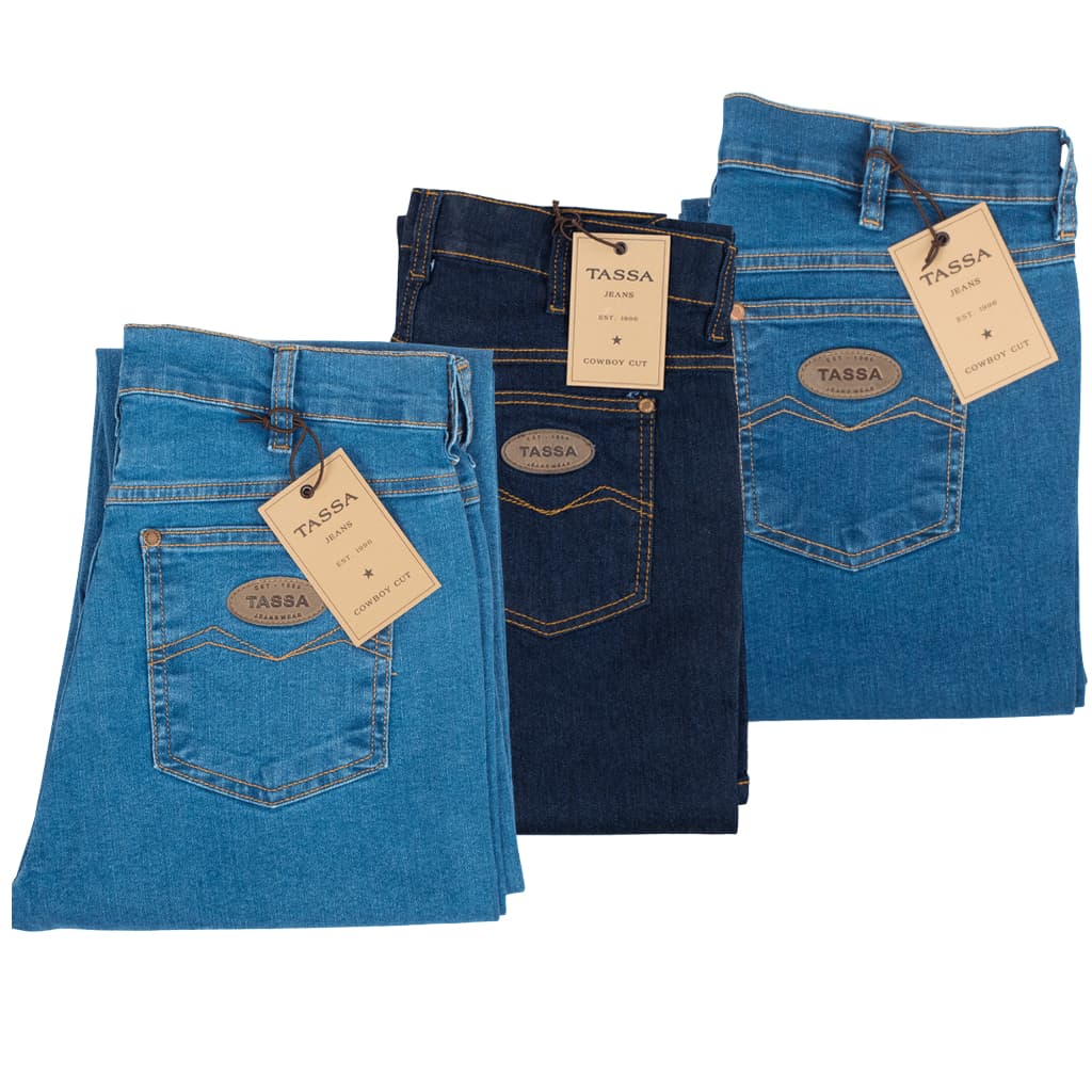 Kit 3 Calças Jeans Tassa Masculina Elastano Cowboy Cut