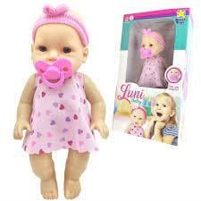 Boneca Bebê Luni Baby Com Chupeta 28cm - Divertoys